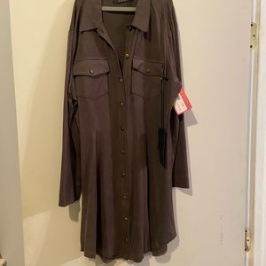 Olive button down dress